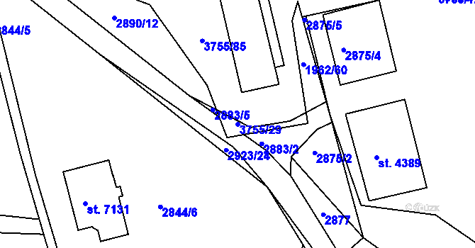 Parcela st. 3755/29 v KÚ Havlíčkův Brod, Katastrální mapa