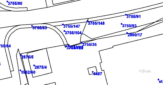 Parcela st. 3755/35 v KÚ Havlíčkův Brod, Katastrální mapa