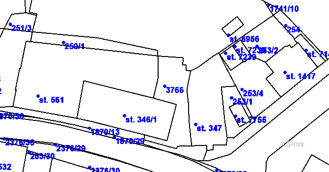 Parcela st. 3766 v KÚ Havlíčkův Brod, Katastrální mapa