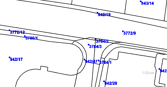 Parcela st. 3785/2 v KÚ Havlíčkův Brod, Katastrální mapa
