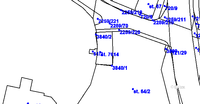Parcela st. 7614 v KÚ Havlíčkův Brod, Katastrální mapa