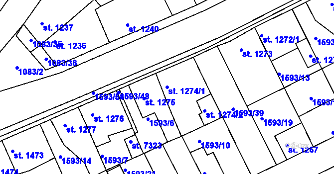 Parcela st. 1274/1 v KÚ Havlíčkův Brod, Katastrální mapa