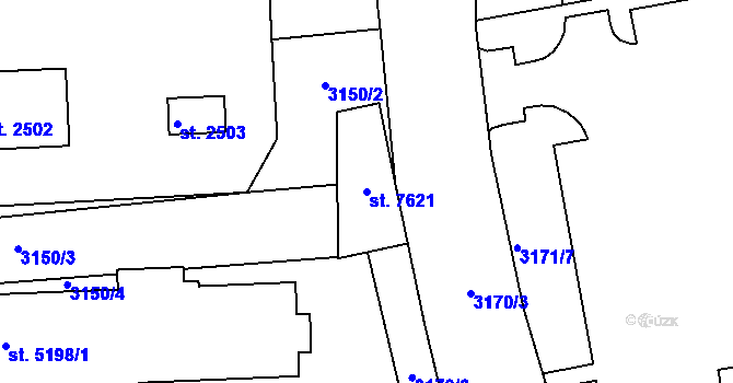 Parcela st. 7621 v KÚ Havlíčkův Brod, Katastrální mapa