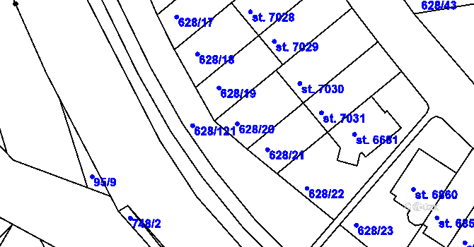 Parcela st. 628/20 v KÚ Havlíčkův Brod, Katastrální mapa