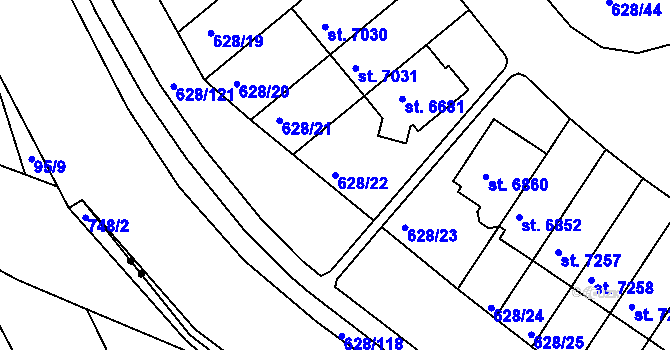 Parcela st. 628/22 v KÚ Havlíčkův Brod, Katastrální mapa
