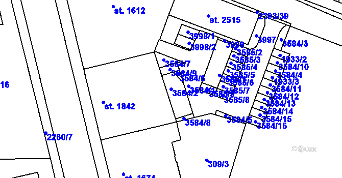 Parcela st. 3584/2 v KÚ Havlíčkův Brod, Katastrální mapa