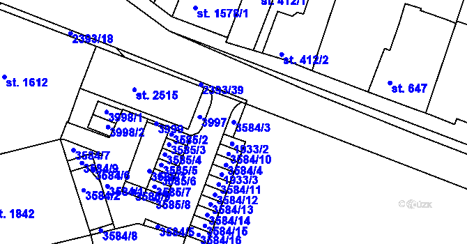 Parcela st. 3584/3 v KÚ Havlíčkův Brod, Katastrální mapa