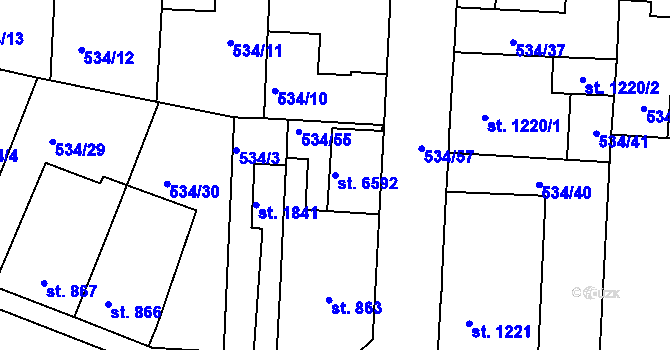 Parcela st. 6592 v KÚ Havlíčkův Brod, Katastrální mapa