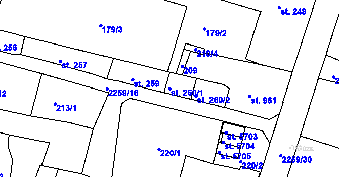 Parcela st. 260/1 v KÚ Havlíčkův Brod, Katastrální mapa
