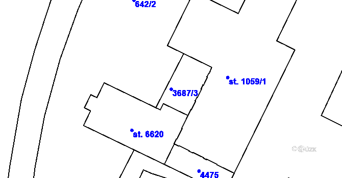 Parcela st. 3687/3 v KÚ Havlíčkův Brod, Katastrální mapa