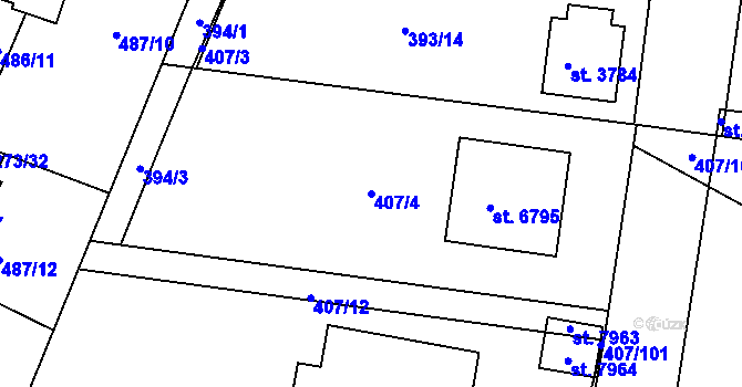 Parcela st. 407/4 v KÚ Havlíčkův Brod, Katastrální mapa