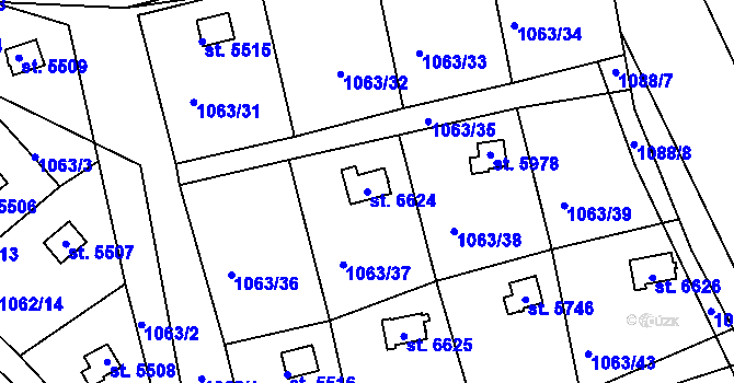 Parcela st. 6624 v KÚ Havlíčkův Brod, Katastrální mapa