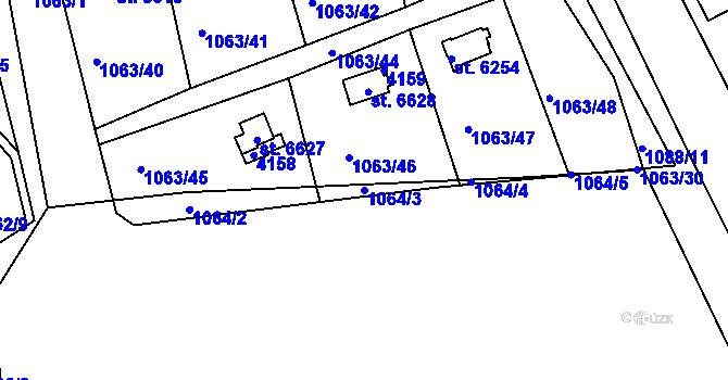 Parcela st. 1064/3 v KÚ Havlíčkův Brod, Katastrální mapa
