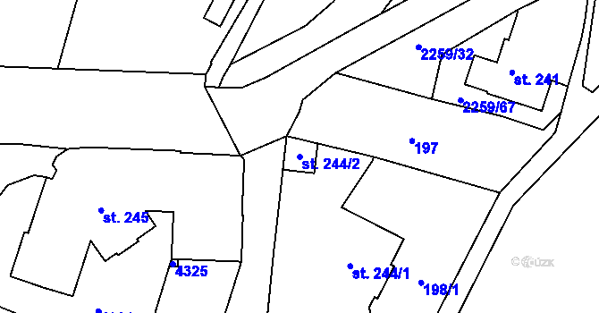Parcela st. 244/2 v KÚ Havlíčkův Brod, Katastrální mapa