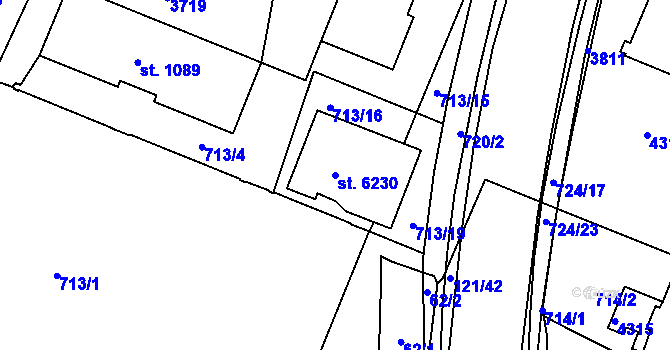 Parcela st. 6230 v KÚ Havlíčkův Brod, Katastrální mapa