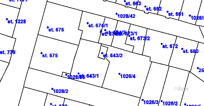 Parcela st. 643/2 v KÚ Havlíčkův Brod, Katastrální mapa