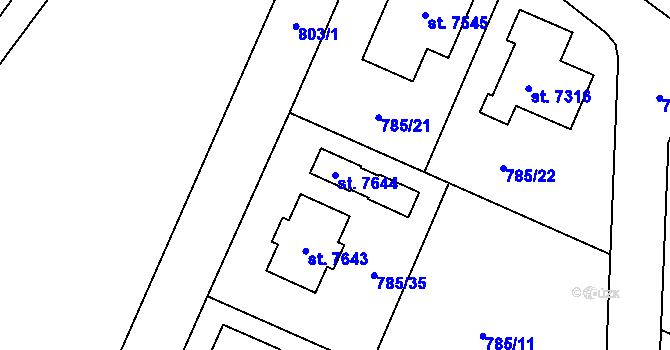 Parcela st. 7644 v KÚ Havlíčkův Brod, Katastrální mapa