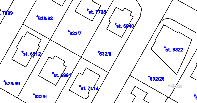 Parcela st. 632/8 v KÚ Havlíčkův Brod, Katastrální mapa