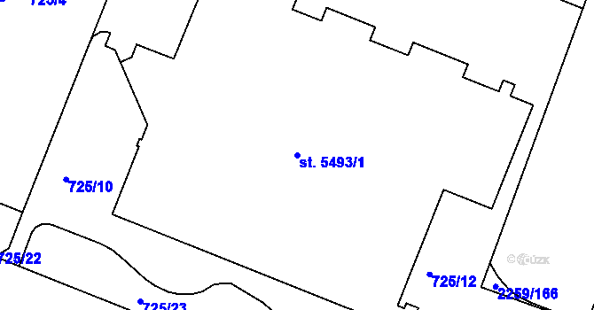 Parcela st. 5493/1 v KÚ Havlíčkův Brod, Katastrální mapa