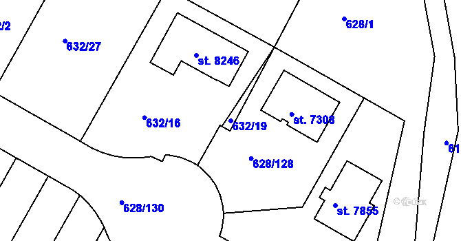 Parcela st. 632/19 v KÚ Havlíčkův Brod, Katastrální mapa