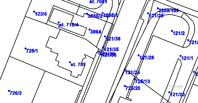 Parcela st. 121/39 v KÚ Havlíčkův Brod, Katastrální mapa