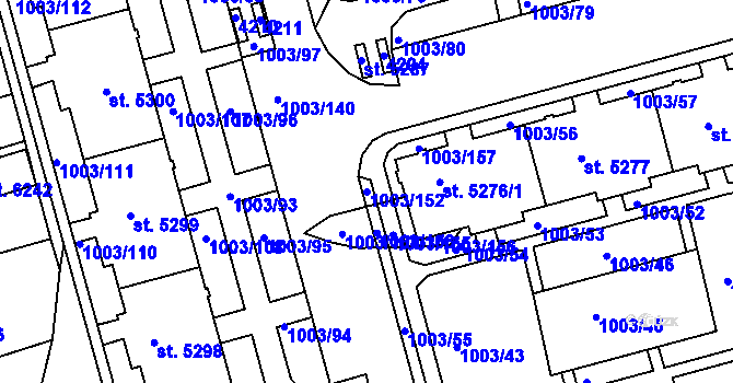 Parcela st. 1003/152 v KÚ Havlíčkův Brod, Katastrální mapa