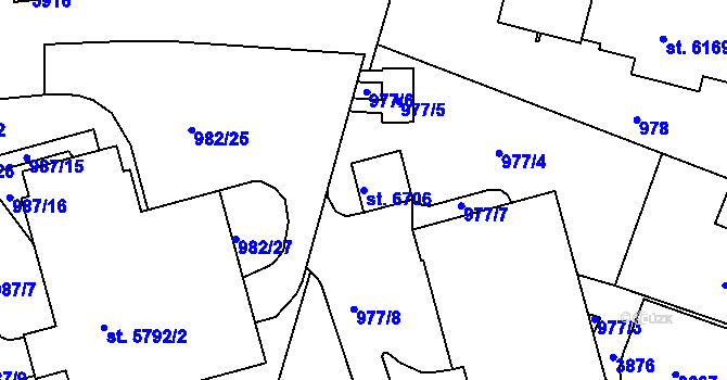 Parcela st. 6706 v KÚ Havlíčkův Brod, Katastrální mapa