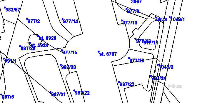 Parcela st. 6707 v KÚ Havlíčkův Brod, Katastrální mapa
