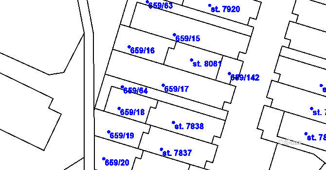 Parcela st. 659/17 v KÚ Havlíčkův Brod, Katastrální mapa