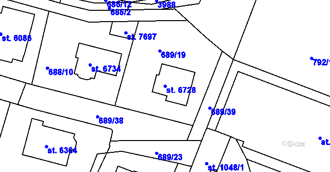 Parcela st. 6728 v KÚ Havlíčkův Brod, Katastrální mapa