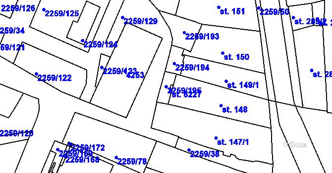 Parcela st. 2259/195 v KÚ Havlíčkův Brod, Katastrální mapa
