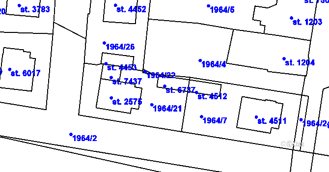 Parcela st. 6737 v KÚ Havlíčkův Brod, Katastrální mapa
