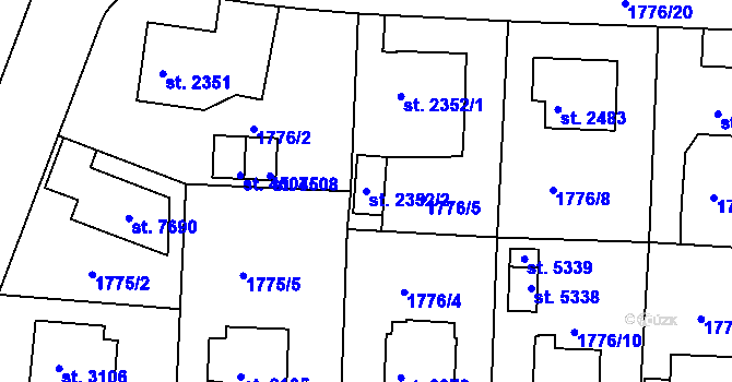 Parcela st. 2352/2 v KÚ Havlíčkův Brod, Katastrální mapa