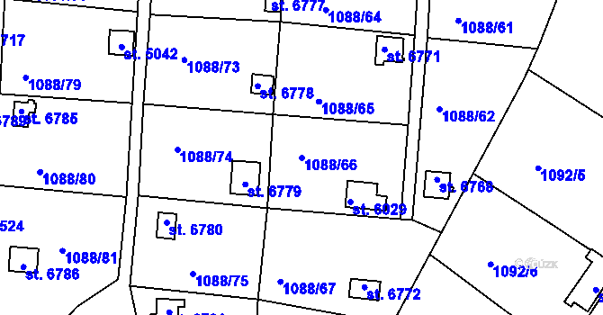 Parcela st. 1088/66 v KÚ Havlíčkův Brod, Katastrální mapa