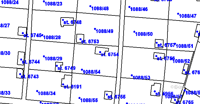 Parcela st. 6754 v KÚ Havlíčkův Brod, Katastrální mapa