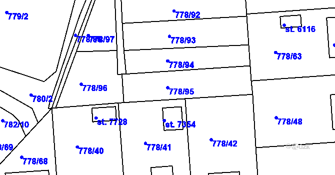Parcela st. 778/95 v KÚ Havlíčkův Brod, Katastrální mapa