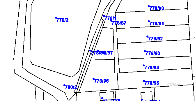 Parcela st. 778/97 v KÚ Havlíčkův Brod, Katastrální mapa