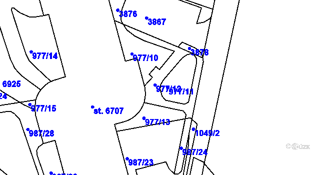 Parcela st. 977/11 v KÚ Havlíčkův Brod, Katastrální mapa