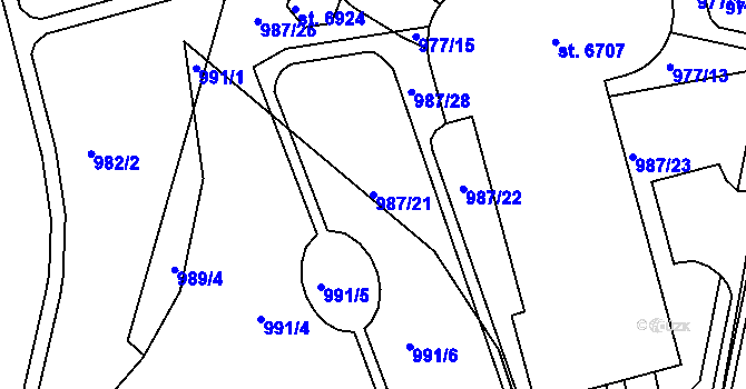 Parcela st. 987/21 v KÚ Havlíčkův Brod, Katastrální mapa