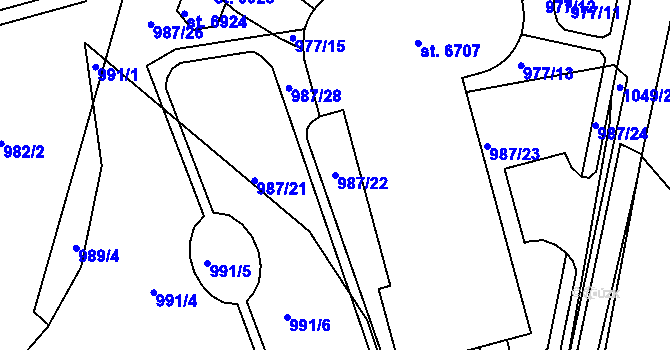 Parcela st. 987/22 v KÚ Havlíčkův Brod, Katastrální mapa