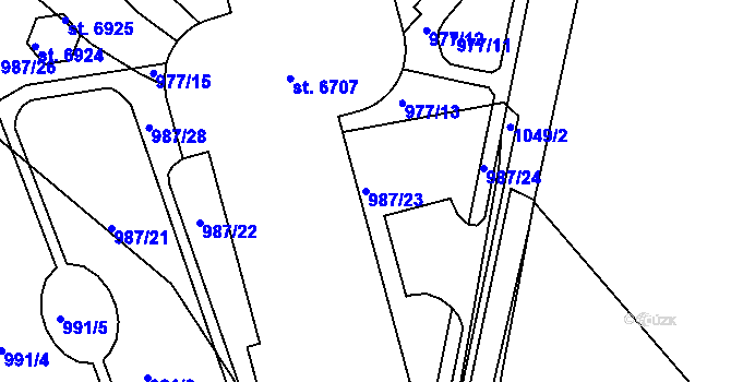 Parcela st. 987/23 v KÚ Havlíčkův Brod, Katastrální mapa