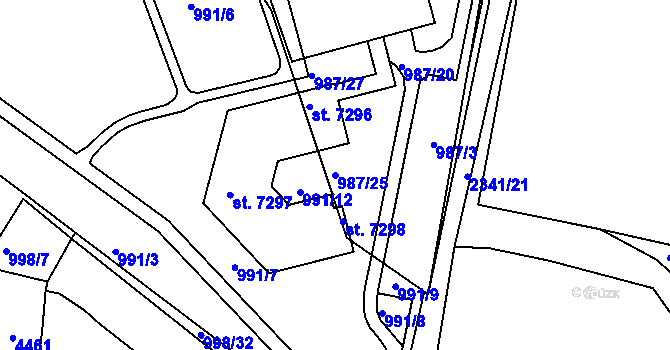 Parcela st. 987/25 v KÚ Havlíčkův Brod, Katastrální mapa