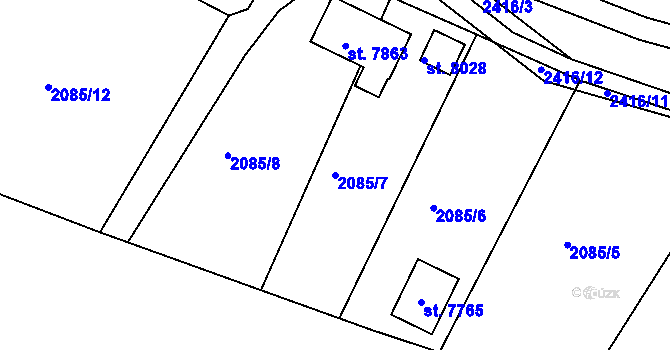 Parcela st. 2085/7 v KÚ Havlíčkův Brod, Katastrální mapa