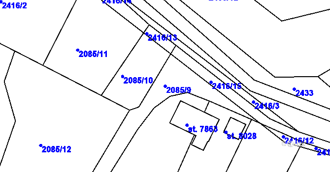 Parcela st. 2085/9 v KÚ Havlíčkův Brod, Katastrální mapa