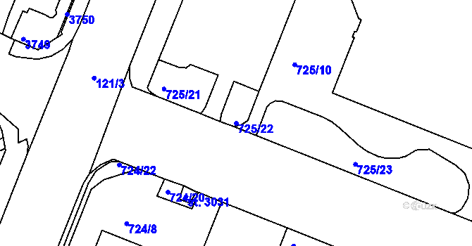 Parcela st. 725/22 v KÚ Havlíčkův Brod, Katastrální mapa