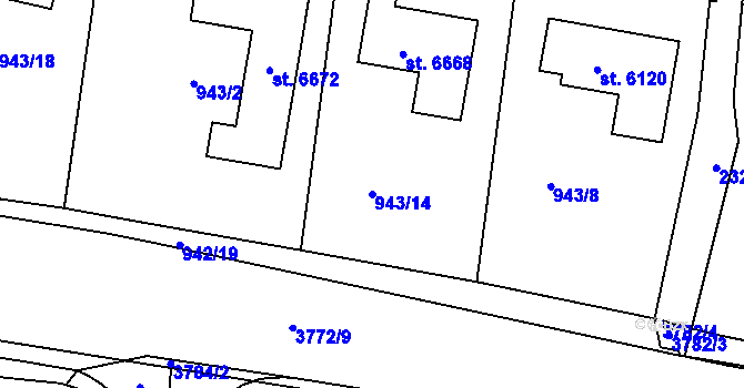 Parcela st. 943/14 v KÚ Havlíčkův Brod, Katastrální mapa