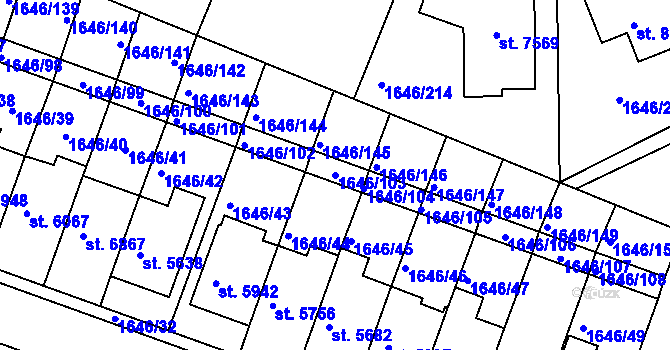 Parcela st. 1646/103 v KÚ Havlíčkův Brod, Katastrální mapa