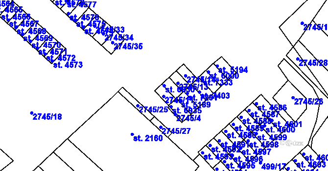 Parcela st. 6830 v KÚ Havlíčkův Brod, Katastrální mapa