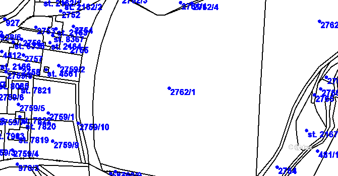 Parcela st. 2762/1 v KÚ Havlíčkův Brod, Katastrální mapa