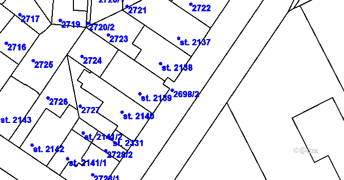 Parcela st. 2698/2 v KÚ Havlíčkův Brod, Katastrální mapa